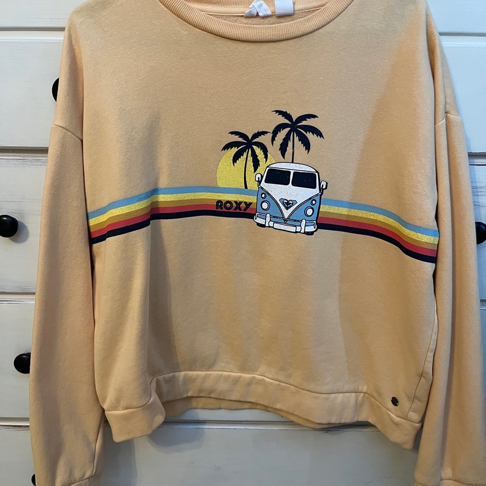 Roxy Yellow Sweatshirt with Tropical Van Design